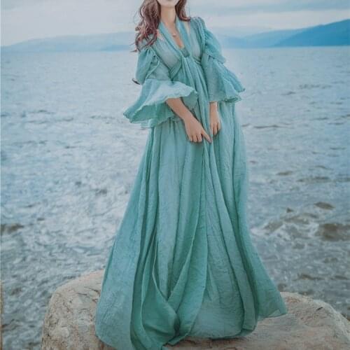 Lantern Sleeve Cotton And Linen Artistic Women Dress Ethnic Style Vintage Chic Long Floor-length Mori Girl Elegant Dresses