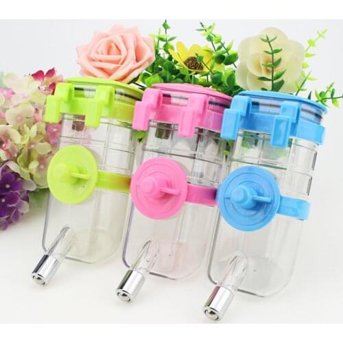 1pc Plastic Hamster Drinker Water Bottle Dispenser Feeder Hanging Pet Dog Guinea Pig Squirrel Drinking Fountain Random Color