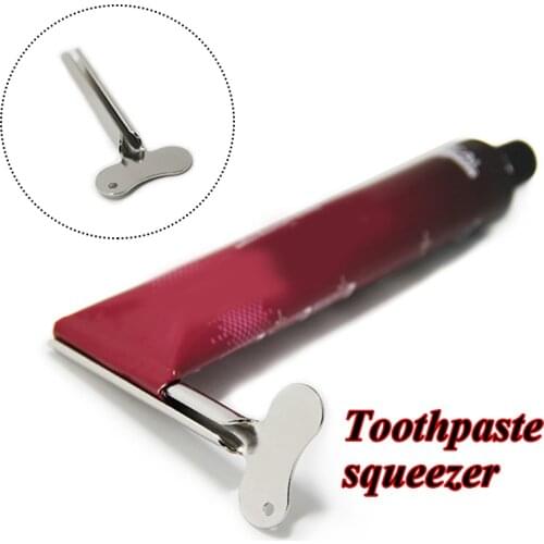 1pc Stainless Steel Tube Toothpaste Squeezer Multifunctional Facial Cleanser Dispenser Tube Rolling Press Squeezer for Bathroom