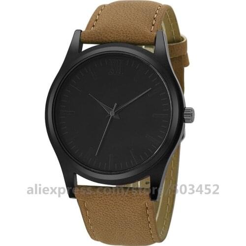 100pcs/lot 8526 Nubuck Leather Watch Black Case No Logo Wrap Quartz Casual Wrist Watch Unisex Wholesale Clock For Men