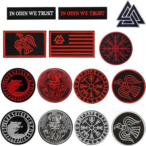 100 pcs Viking Man Symbol Flag Embroidered iron on patch Cool Fashion Vest Biker Backpack Jacket Badge Accessories DIY