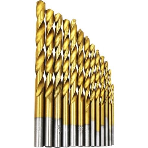 13pcs/set High Speed Steel HSS Straight Shank Twist Drill Bits Electric Rotary Power Tools for Metal Wood Drilling