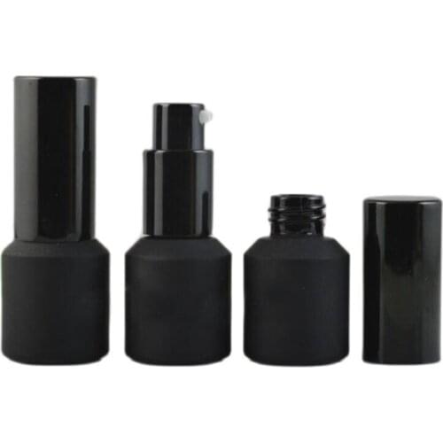 15ML 20pcs/lot Matte Black High Class Cosmetic Spray Bottle, Glass Elegant Lotion Pump Bottle,DIY Black Glass Emulsion Container