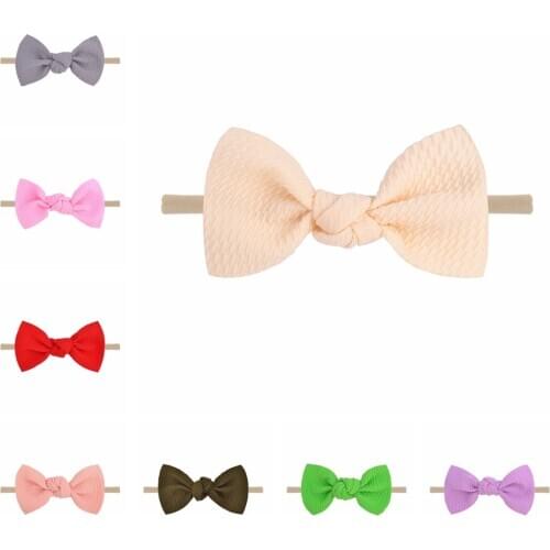 20 Colors 3.7 Inches Bowknot Baby Girl Headband Newborn Infant Elastic Nylon Hair Bands Knotted Headwear Kids Clothing Ornaments