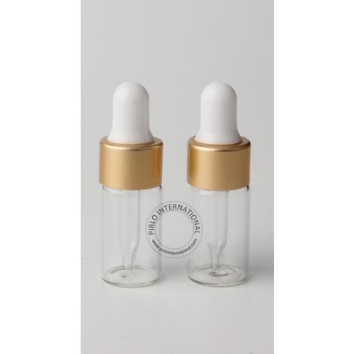30pcs x 3ml Glass Dropper Bottle With Pipette Cosmetic Vial Clear Perfume Essential Oil Sample Vials Mate Golded