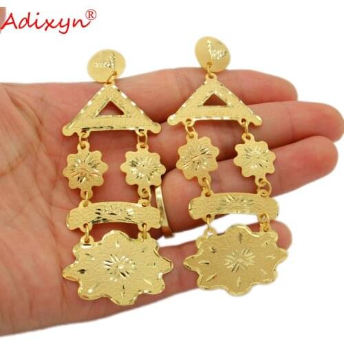 Adixyn Dubai Hand-work Cutting Earrings for Women Girls 24k Gold Color/Copper African India Jewelry Gifts N01311