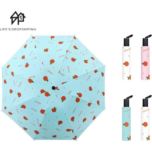 Automatic Three-fold umbrella Rain UV Parasol Women Large Size Waterproof Fruit Style Umberlla Folding UV Protection Umbrellas