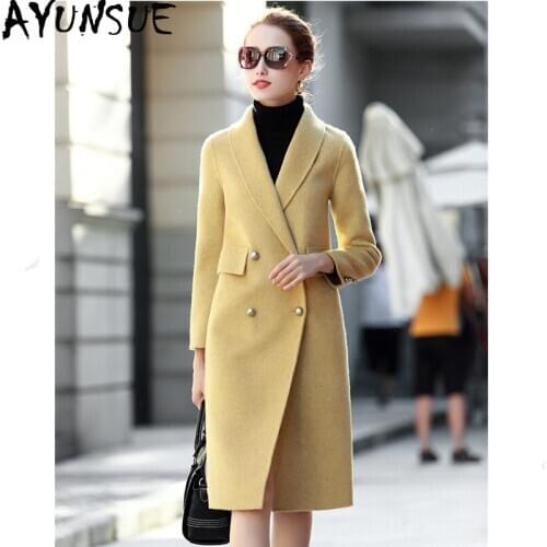 AYUNSUE Real Wool Coat Winter Jacket Women Clothes 2020 Alpaca Double Side Woolen Coat Female Korean Jackets Chaqueta Mujer MY