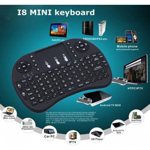 I8 3 color backlit Mini wireless keyboard 2.4G Air mouse remote control mini keyboard for Android TV Box English/Russian