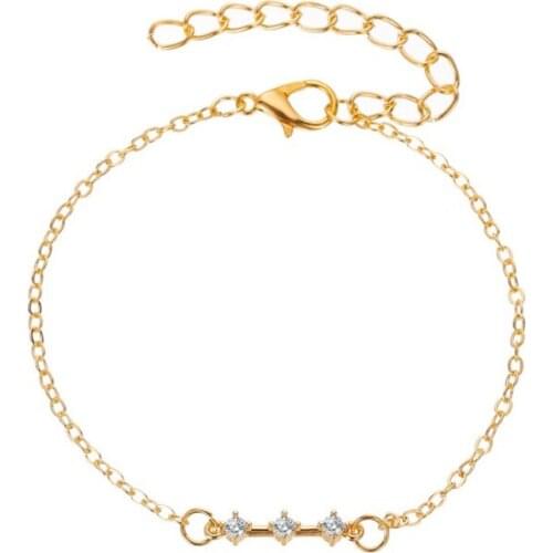 Bling Starry Clear Crystal Square Zircon Hollow Circles Golden White Chain Light Copper Bracelets For Women