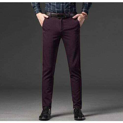 4 Colors 2021 New Spring Autumn Summer Mens Slim Casual Pants Fashion Business Brand Red Trousers Classic Style