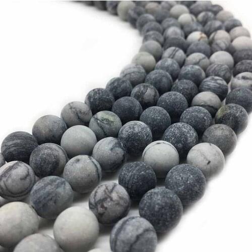 1 Strand/Lot Natural Stone Beads Matte Mapstone Round Spacer 4 6 8 10 12mm Loose Charms Ornamental Findings For Jewelry Making