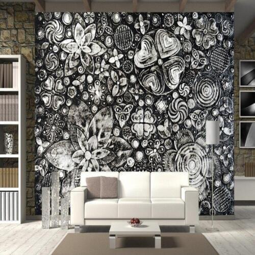 Photo wallpaper 3D Stereo Black White Painting Abstract Art Flower Background Wall wallpaper custom mural