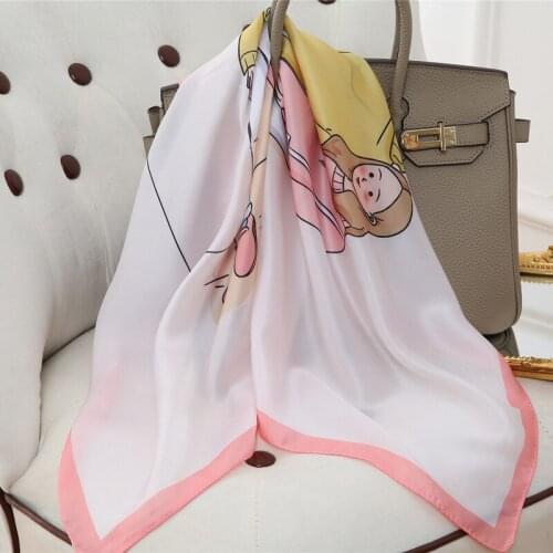 2021Korean womens small square scarf silk scarf spring Fashion Scarf summer temperament small scarf with suit shirt binding bag