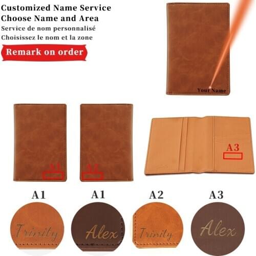 Engraving Passport Wallet Men PU Leather Travel Passport Cover Case Document Holder Large Capacity Credit Card Holder Coin Purse