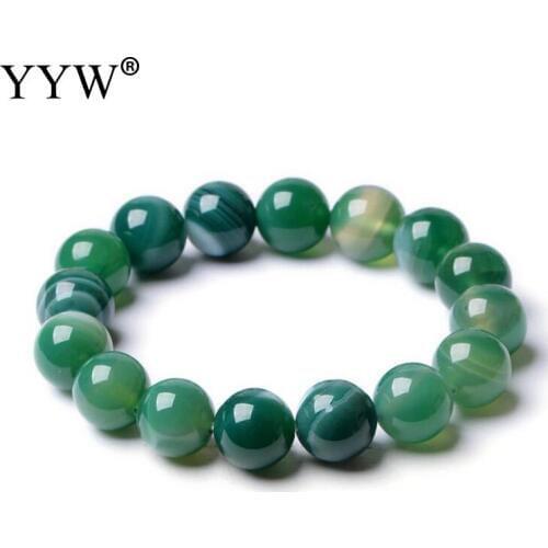 Natural Round Green Stone Beads Bracelets Bangles 6/8mm Agat Stone Beads Wristband Bracelet 7.5inch Good Quality Fashion Jewelry