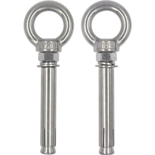 M10x80 90 100 120 150 200 mm 304 Stainless Steel Ring Internal Expansion Lifting Expansion Eyebolt Pack of 2