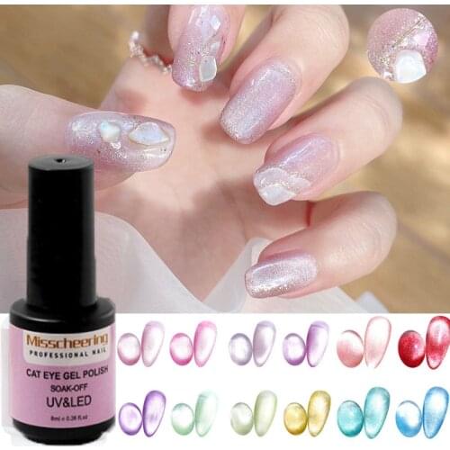 New 8ML Cat Eyes Magnetic Gel Polish Soak Off Wide Bright Silver UV Gel Nail Polish Enamel Lacquer Glitter Nail Varnish