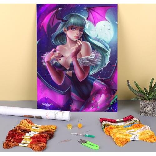 Cartoon Girl Woman Pre-Printed 11CT Cross-Stitch DIY Embroidery Complete Kit DMC Threads Hobby Craft Handicraft Different