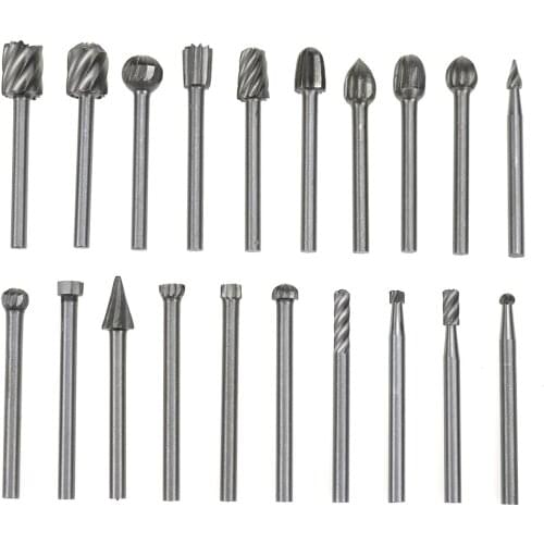 20PCS Milling Cutter Wear Resistant Set Durable HSS Routing Router Bits Burr Multifunction High Precision for Rotary Engraving M