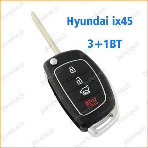 PREISEI 10pieces/lot 3+1 Buttons Remote Flip Car Key Blanks Custom Fobs For Hyundai IX45 Key Replace