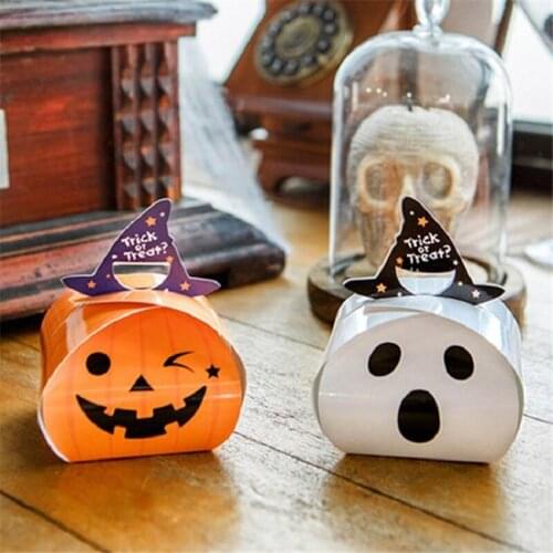 Ghost Pumpkin Paper Candy Box Bag Halloween Party Favor Gift Box Trick or Treat Kids Gift Halloween Party Decoration Supplies