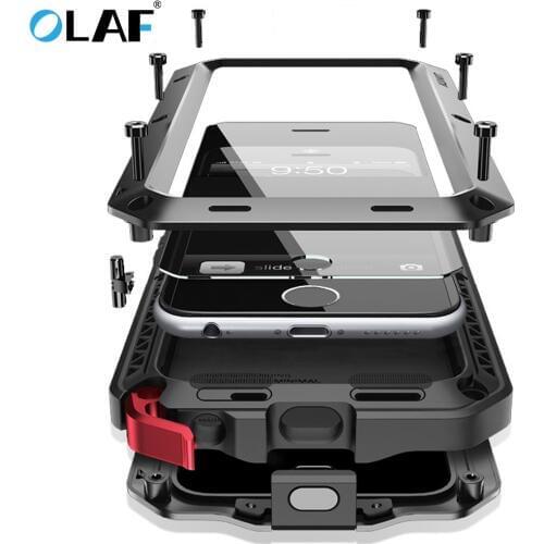 Heavy Duty Protection Doom Armor Metal Phone Case for iPhone XS Max XR X 6 6S 7 8 Plus X SE 5S 5 Shockproof Cover Tempered Glass