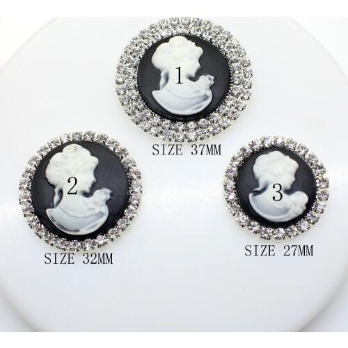 5pcs resin beauty head rhinestone button, wedding dress sewing accessories