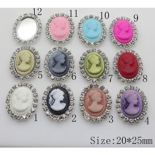 10Pcs/Set 25mm*20mm Resin Oval Rhinestone Buttons DIY Accessories Wedding Invitation Beauty Avatar Shiny Buckle