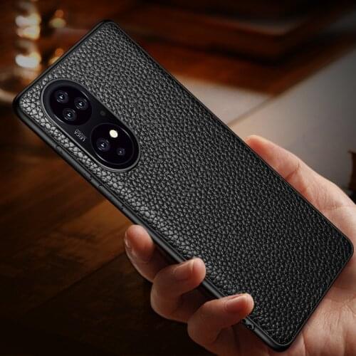 Luxury Litchi Texture Genuine Leather Cover Case For Huawei P50 Phone Bags Fundas Coque Anti-knock P50 Pro