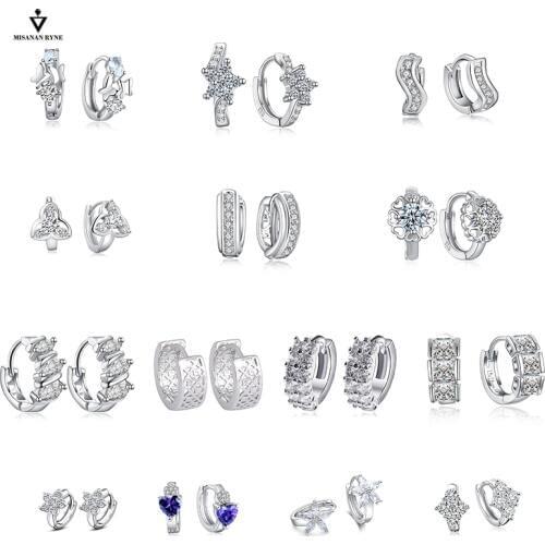 MISANANRYNE Crystal Hoop Earrings Women Silver Color Flower Zircon Earring Fashion Wedding Party Jewelry Pendientes Brincos