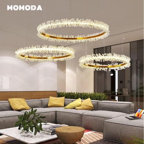 Modern LED Chandeliers Nordic Ring Beaded Crystal Metal Gold Lamps Lustre Dining RoomBedroom Living Room Indoor Lighting Fixture