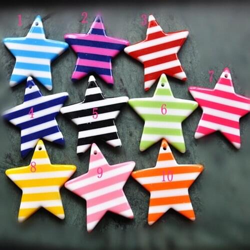 For DIY Phone Decoration 20Pcs Mixed 33mm Flatback Star Pendant Resin Cabochons Charms with hole