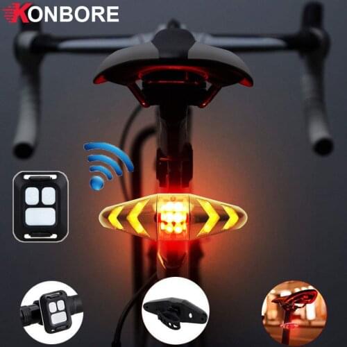 Smart Bicycle Tail Rear Light Wireless Remote Control Turn Signal Bike Tail Light IPX6 Waterproof USB Charging Cycling Taillight
