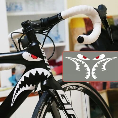 Bicycle Frame Decorative Sticker MTB Shark Head Tube Stickers Waterproof UV-resistant Bike Body Film For Cycling Bike Accessory