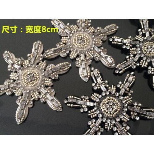 Snowflake beaded patch vintage embroidered applique DIY T-shirt jacket coat sweater sew on bag decoration patches