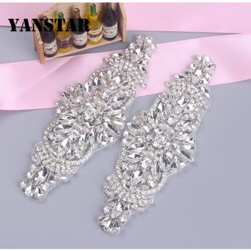 YANSTAR(5pcs) Wholesale Bridal Sash Rhinestones Appliques Protein Beads Sew On For Wedding Dress Belt DIY Bridal Sash YS856
