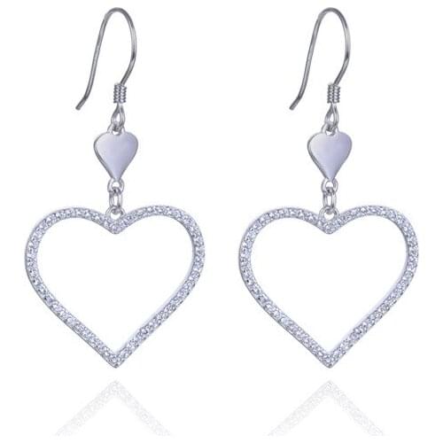 YJAR001977 New Fashion S925 Pure Silver Dangle Earrings Women Trend Love Micro-drill Fashion Zircon Ear Jewelry