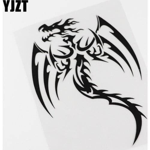 YJZT 11.2CMX15.6CM High Quality Tribal Dragon Mythical Creature Vinyl Black/Silver Car Sticker 13C-0149