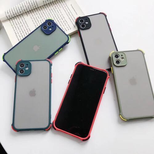 Camera Protection Bumper Capa Case For iPhone 11 12 Pro Max X XR XS Max 7 8 Plus SE 2020 Matte Translucent Shockproof Back Cover