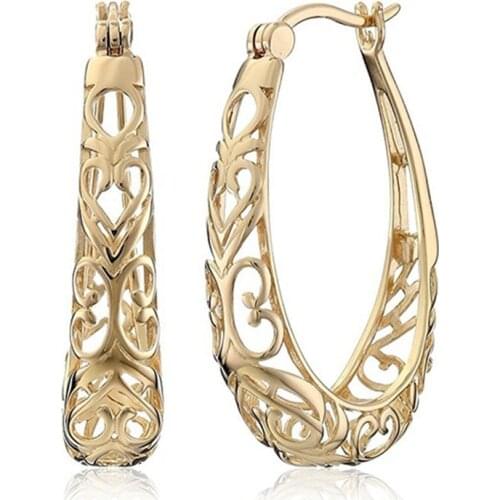 New 925 Silver Earrings Hollow Fashion Big Earrings 18k Gold Earrings For Women Charm Jewelry Gift