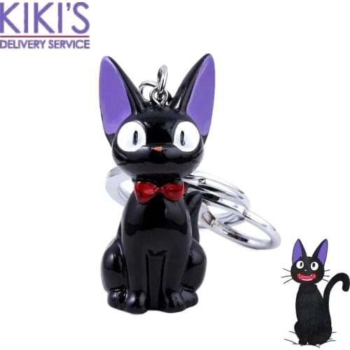 1pc Black Kiki JiJi Cat Keychain Hayao Miyazaki Kikis Delivery Service Plush Toy Cute Mini Keychain Pendant car Accessories