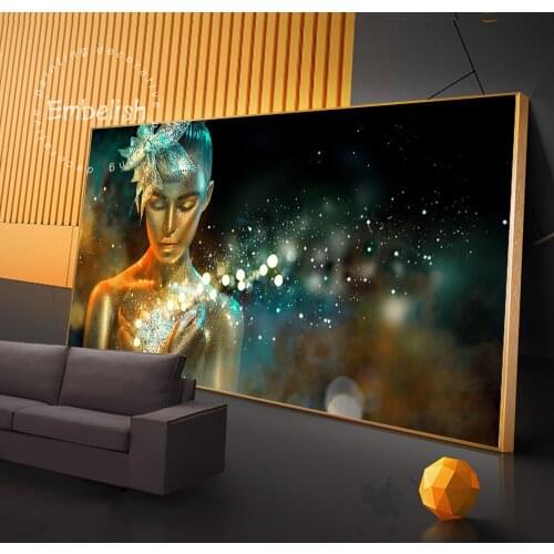 1 Pieces Fantasy Black Golden African Woman Sexy Nude Girl Wall Posters For Living Room Home Decor Pictures HD Canvas Paintings