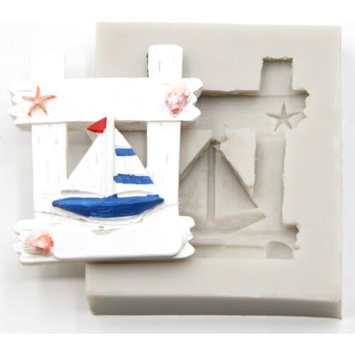 1PCS Sailboat Star Conch Cable Silicone Mould Dry Pace Shaped Cake Border Decoration Tools