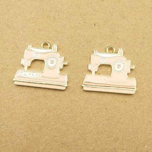 10pcs 18x21mm sewing machine enamel charm for jewelry making cute earring pendant bracelet necklace charms diy design charms