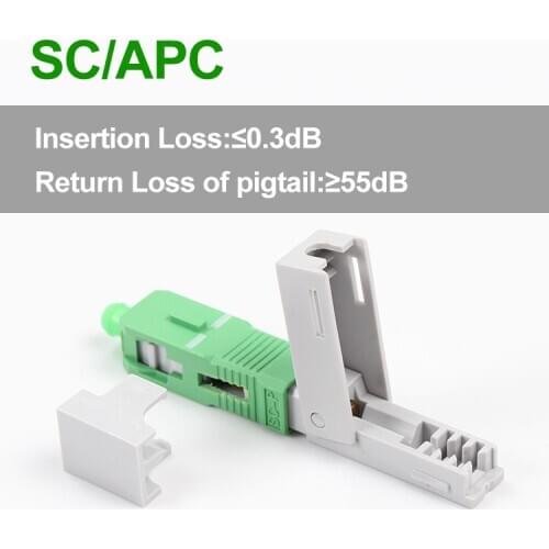 100PCS Embedded SC APC Field Assembly Optical Connector SC FTTH Fiber Fast Connector with 0.3dB Fiber Quick Connector