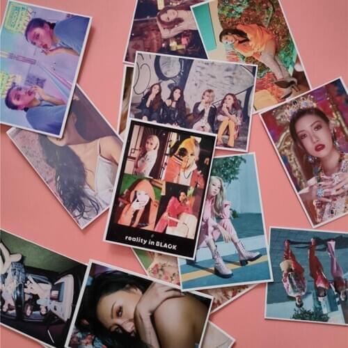 16Pcs KPOP MAMAMOO Second Mini Album Reality In BLACK Self Made Paper Lomo Card Photo Card Poster Photocard Fans Gift Collection