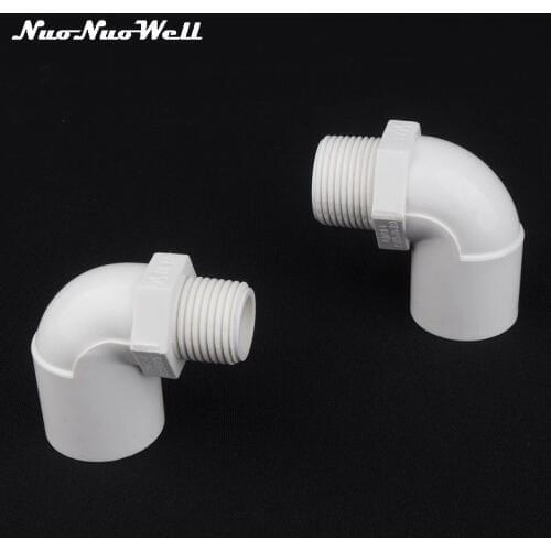 2pcs 25mm to 1/2" 3/4 inch Male Thread Elbow Connector Garden Irrigation 90 Degree PVC Pipe Fittings 3/4" Adapter
