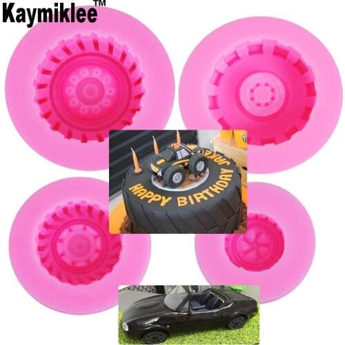 4PCS C169 Tires Wheel UV Resin Silicone Mold Fondant Chocolate Candy Gumpaste Lollipop Crystal Epoxy Soft Clay Bake Tools