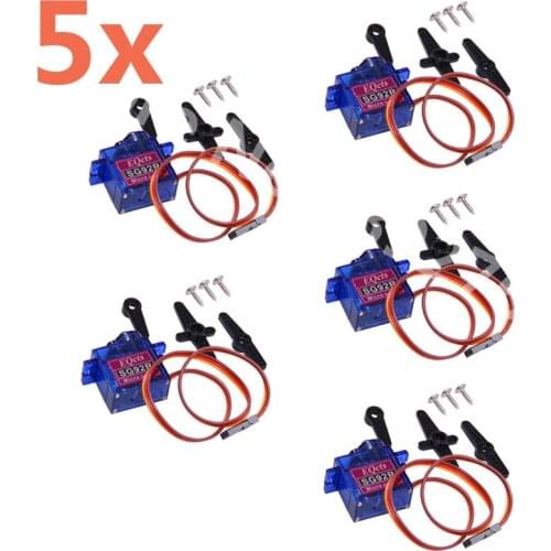 5pcs SG92R Micro Servo Nylon Carbon fiber Gears 2.5kg/cm 9g For 3D Models RC Airplane 450 Helicopter RC Aeromodelling